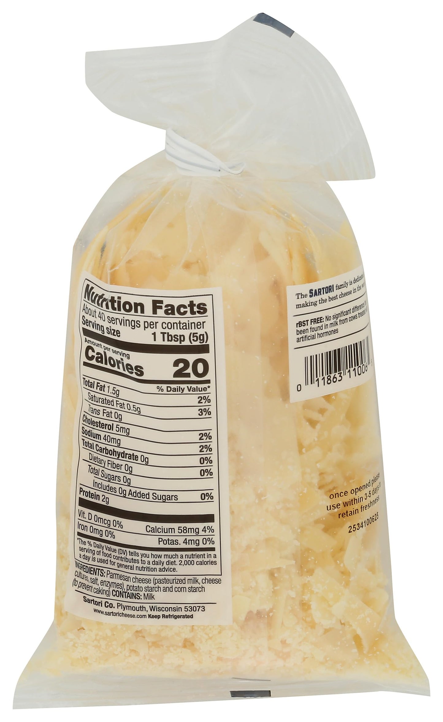 Sartori Cheese, Shaved Parmesan, 7Ounce