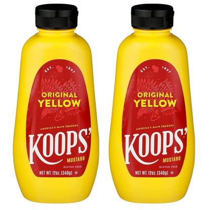 Koops  Original Yellow Mustard - Gourmet Mustard, Gluten-Free, Kosher, Made in USA, From Quality Mustard Seeds, Yellow Mustard 