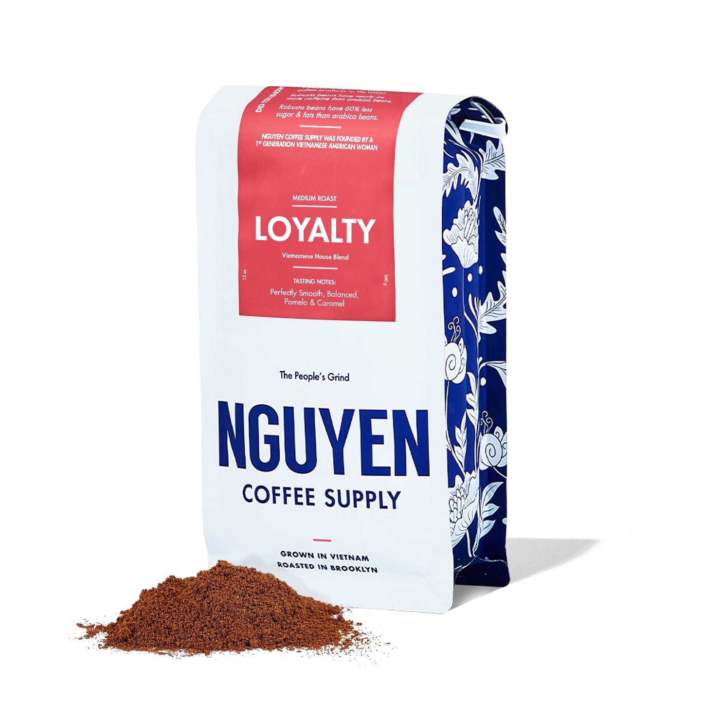 Nguyen Coffee Supply Medium Roast Ground Coffee, 12 oz Bag, Vietnamese Grown, Organic, Low Acid, High Caffeine