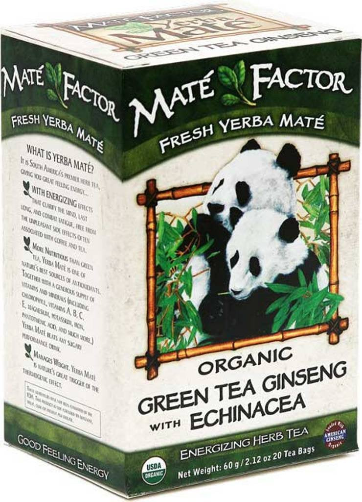 Mate Factor Tea Mate' - Green Ginsing, 20-Count (Pack of 3)