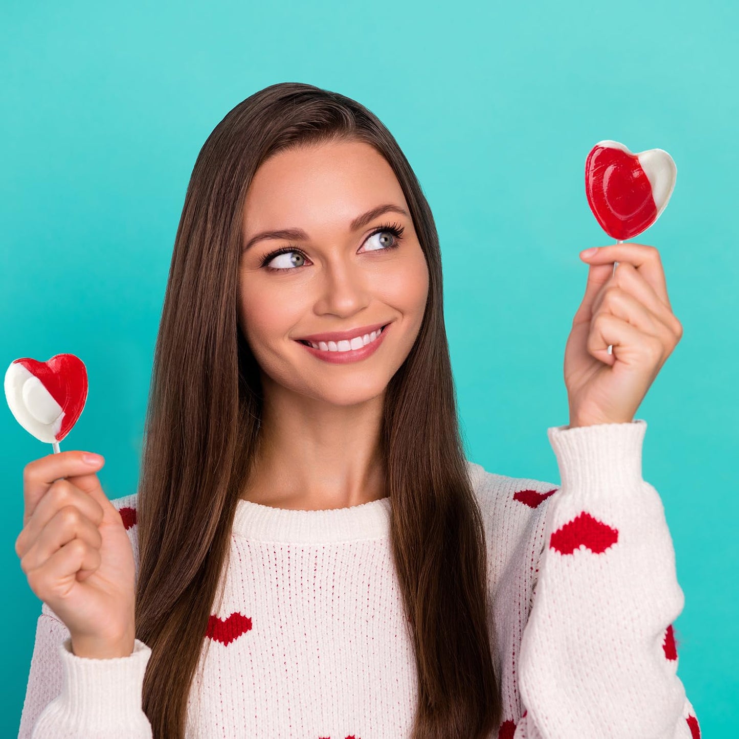 The Dreidel Company Valentines Day Lollipops Red Heart Shaped Strawberry N' Cream Flavored, Individually Wrapped (1 Pound) 24 Pack