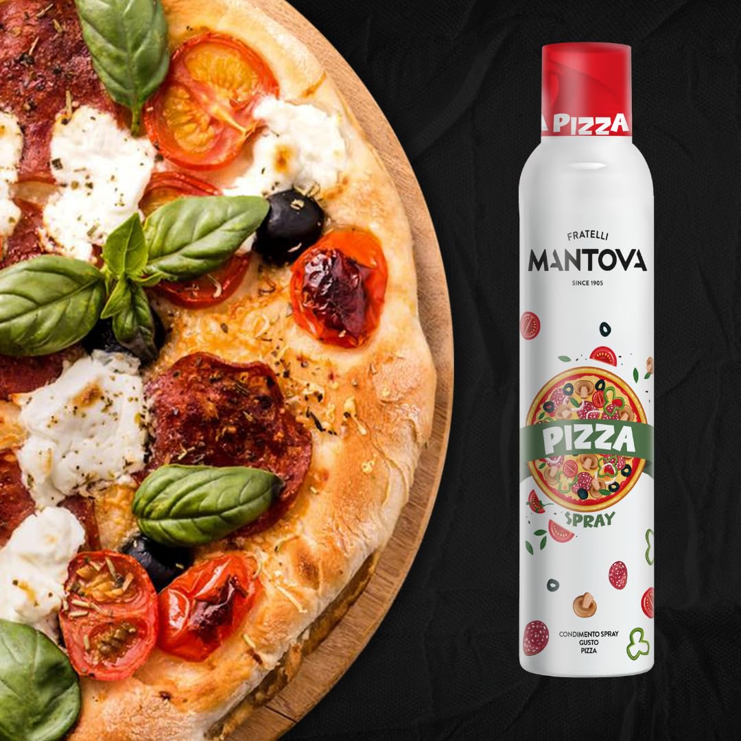 Mantova Pizza Flavored Extra Virgin Olive Oil Spray 8 oz - Infused with Basil  Oregano & Garlic - Perfect for Pizza  Pasta  Grilled Meats  Roasted Veggies & More
