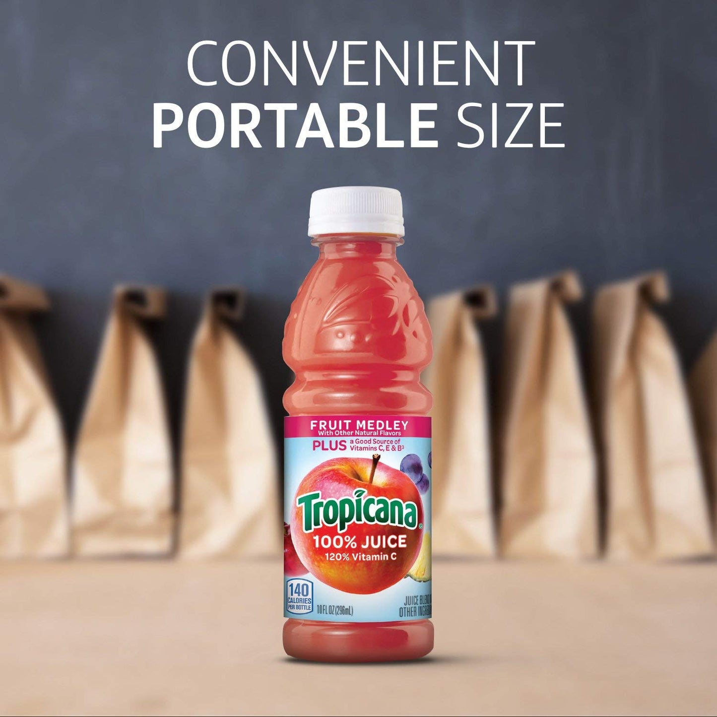 Tropicana 100% Fruit Medley Juice, 10 Fl Oz Bottles (Pack of 24) - Real Fruit Juice, Vitamin C Rich, No Added Sugars, No Artificial Flavors