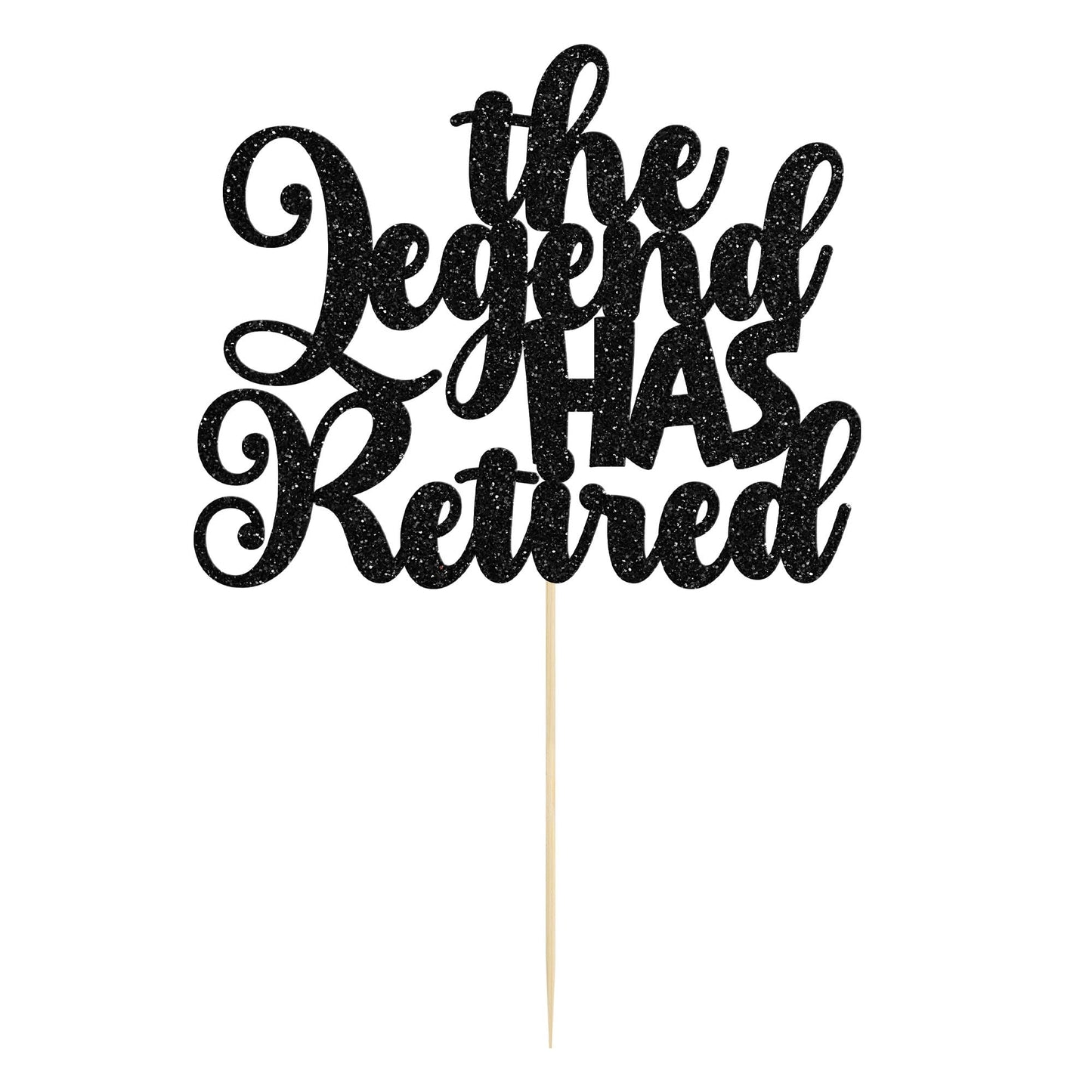 Gyufise 1Pc The Legend Has Retired Cake Topper Glitter Happy Retired Cake Pick Decorations For Funny Old Birthday Retirement Par