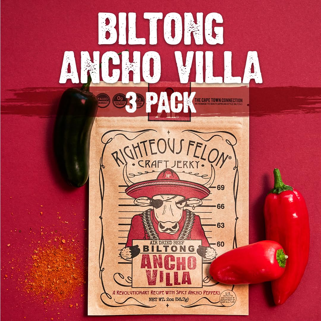 RIGHTEOUS FELON Biltong Beef Jerky | High Protein, Keto-Friendly | 3 Pack, 2 Ounce