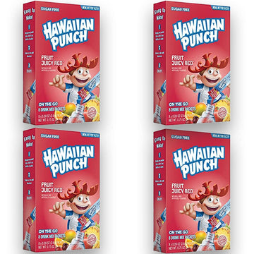 Hawaiian Punch Juicy Red Sugar-Free Powdered Drink Mix 4 Count of 8 packets each for Total of 32 Sticks bundle packaged by D'Eli