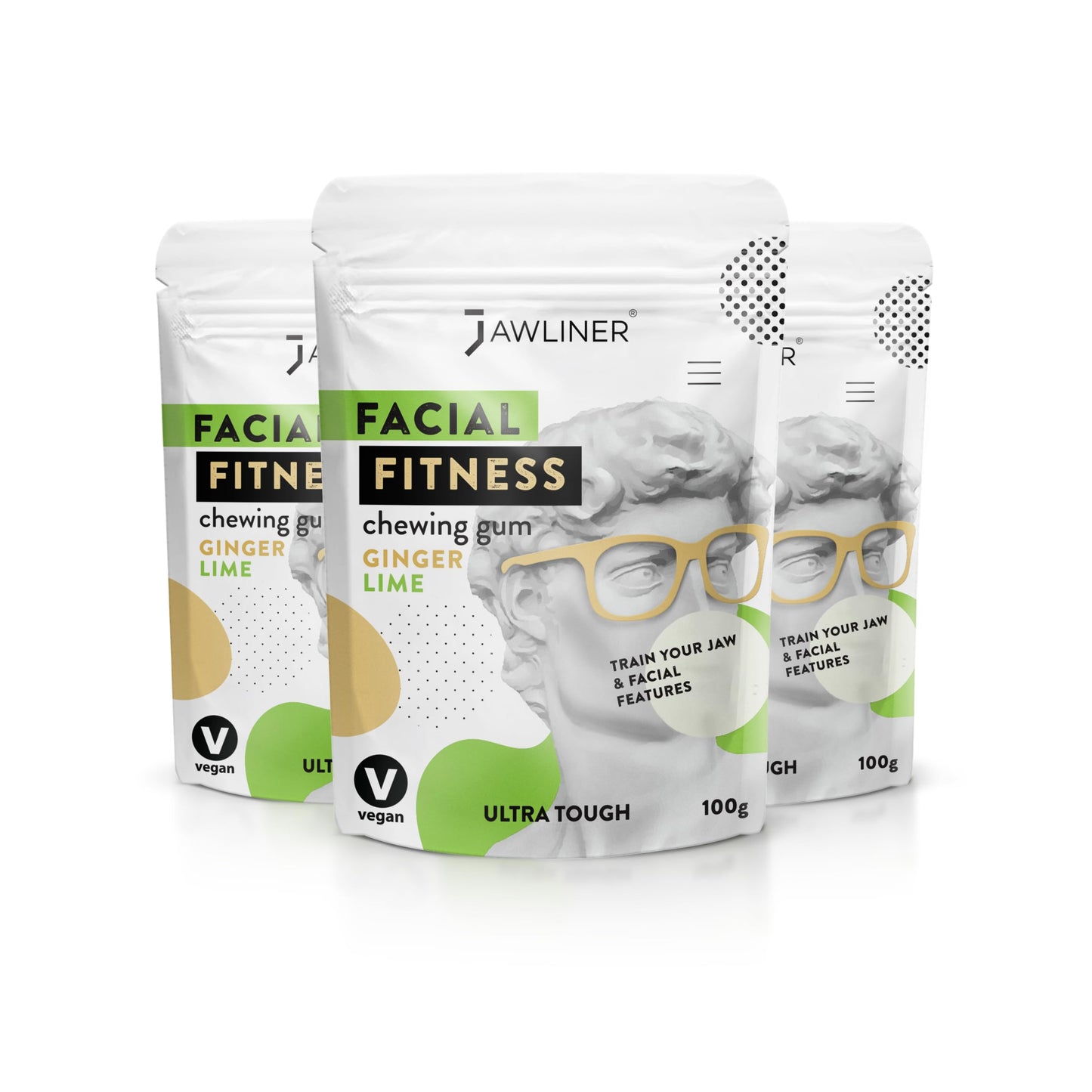 Jawliner® - Pioneers The Toughest Handmade 15X Harder Jawline Gum Includes 12 Weeks Coaching - Sugar-Free Ginger Lime Chewing Gum - Jawline Exerciser For Mewing & Shaping The Jaw (6 Months Pack)