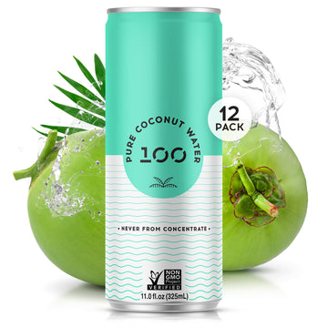 100 Coconuts - 100% Pure Coconut Water - Low Calorie All-Natural Drink with Electrolytes - Naturally Sweet, no preservatives - N