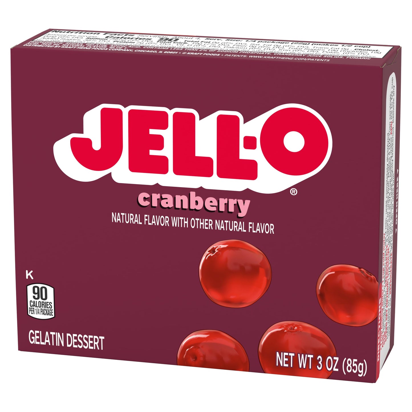Jell-O Gelatin Dessert, Cranberry, 3-Ounce Boxes (Pack Of 4)