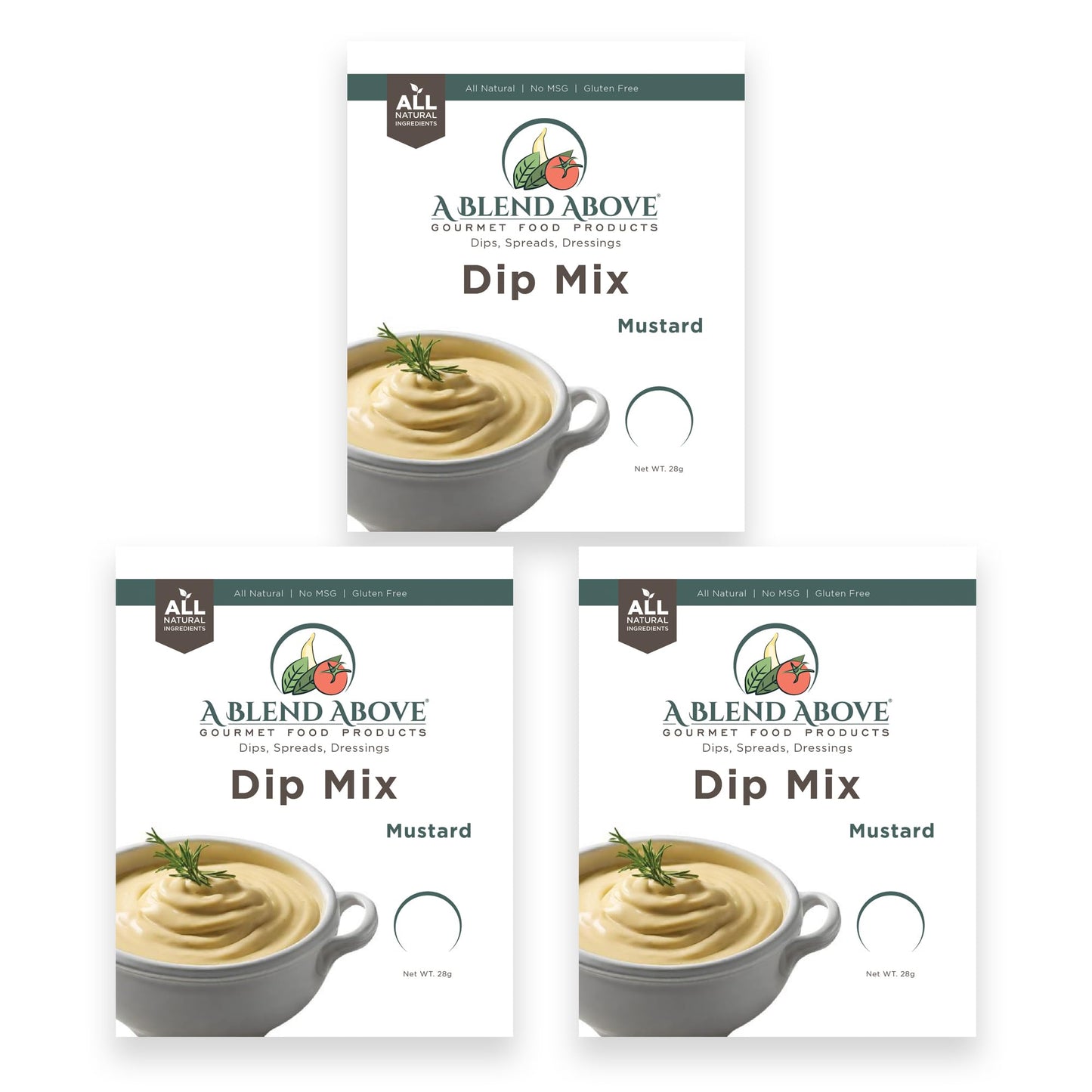 A Blend Above Mustard Dip Mix, Gluten-Free, Vegan Friendly, 3 Packs, 1 oz Each