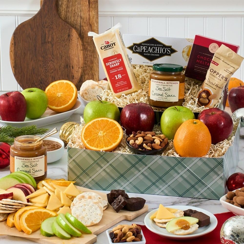 Orchards Abundance Fruit Gift Basket Of Fresh Fruits, Cheese,  Ers, Chocolate And Nuts - Gourmet Food Gift By Gourmetgiftbaskets.Com