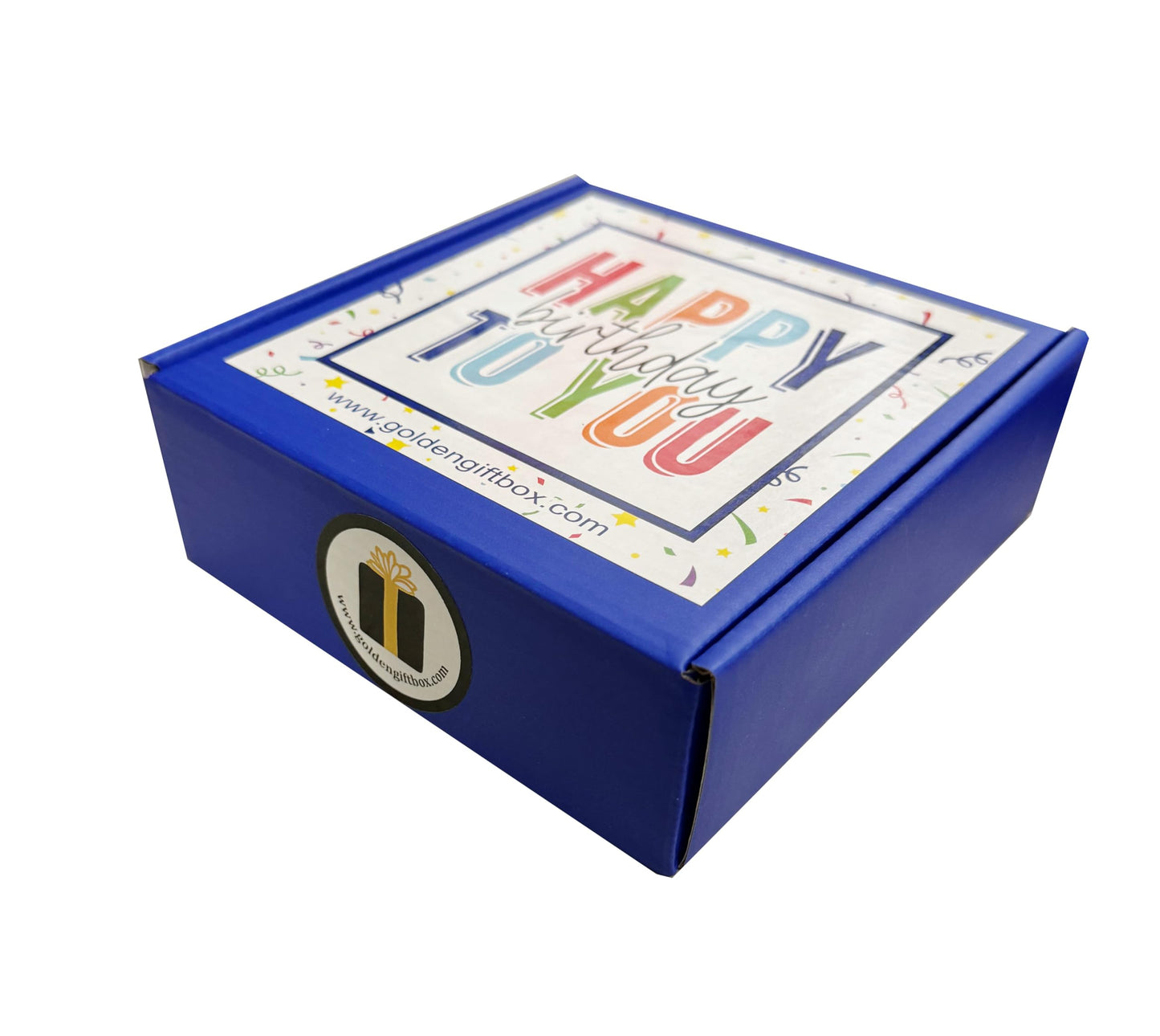 Golden Gift Box Birthday Treat Box with Mug Cake Kit, Confetti Color, 1 Unit, Complete Gift Set with Candles and