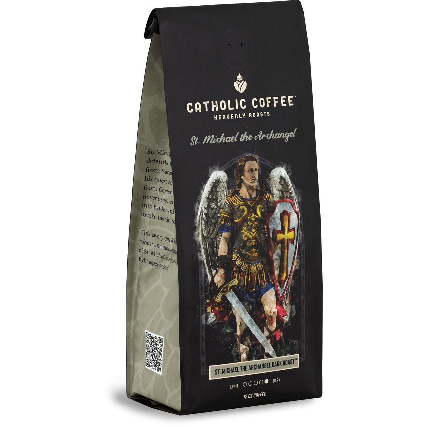 Catholic Coffee St. Michael Dark Roast Whole Bean Coffee with Almond & Citrus Notes, 12oz Bag