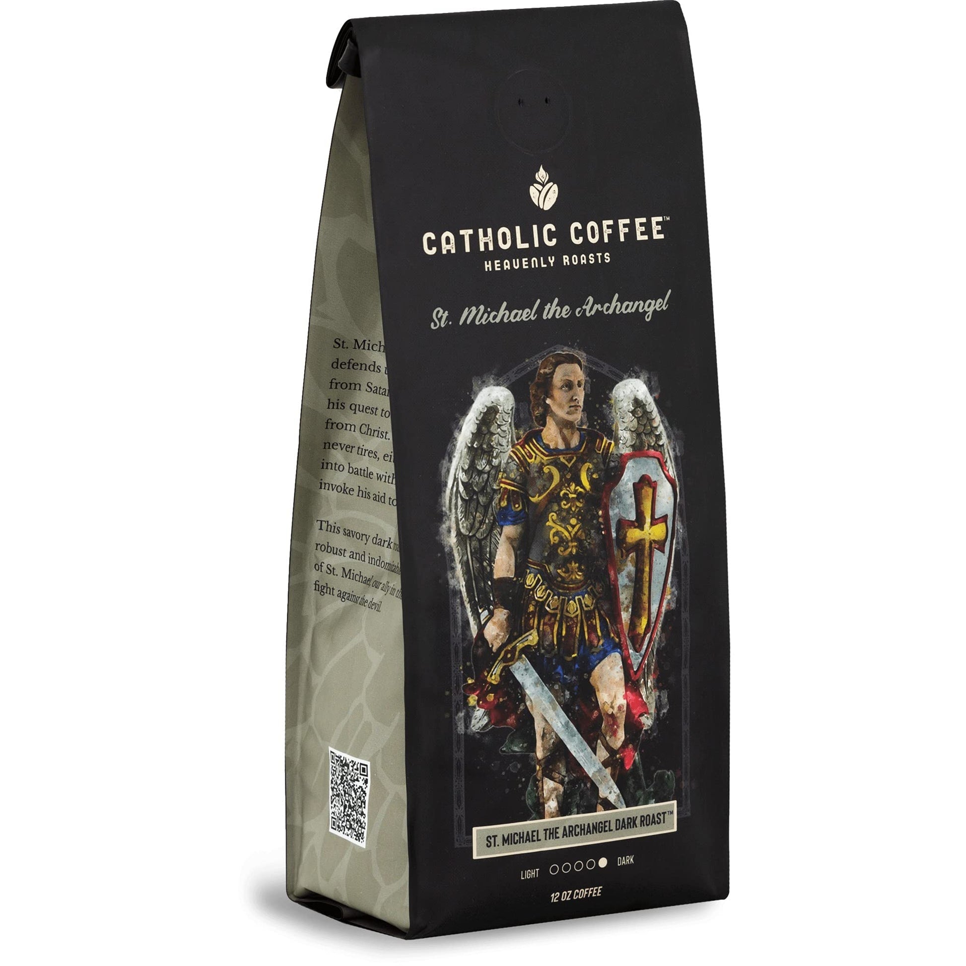 Catholic Coffee St. Michael Dark Roast Whole Bean Coffee with Almond & Citrus Notes, 12oz Bag