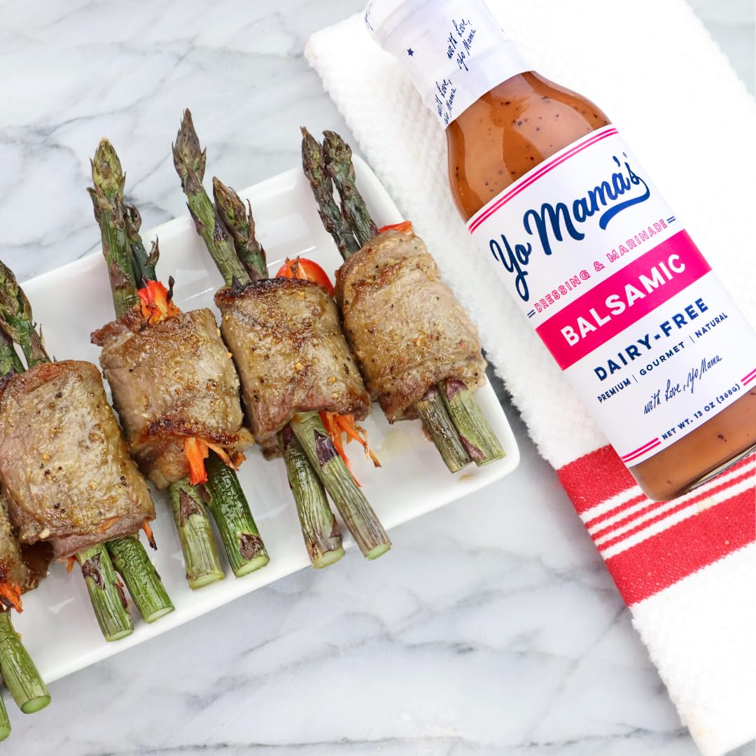 Gourmet Natural Balsamic Vinaigrette Dressing And Marinade By Yo Mamas Foods - Pack Of (4) - Low Carb, Low Sodium, And Gluten-Fr