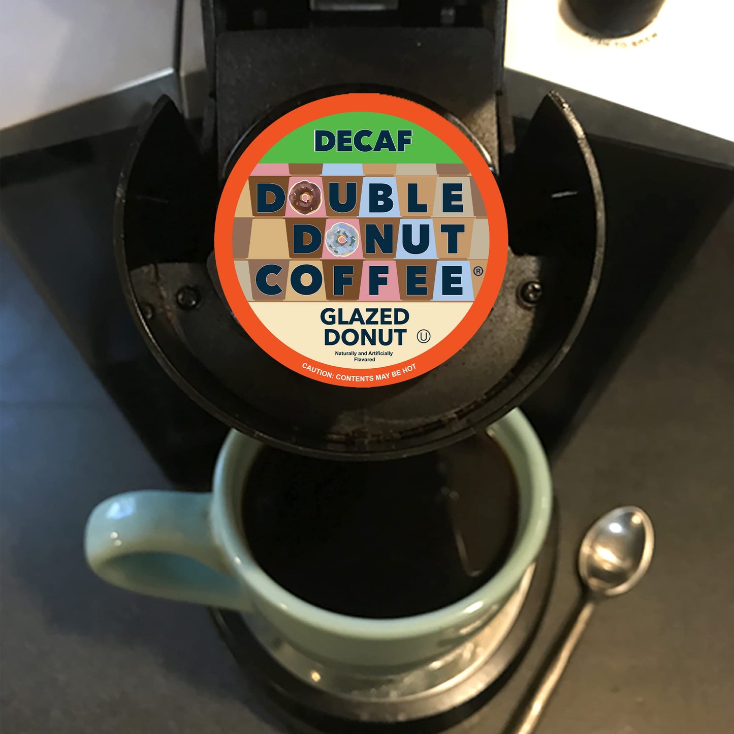 Double Donut Coffee Decaf Pods, 96 Count, Compatible with Keurig K Cups, Recyclable Coffee Pods for Hot or Iced Coffee