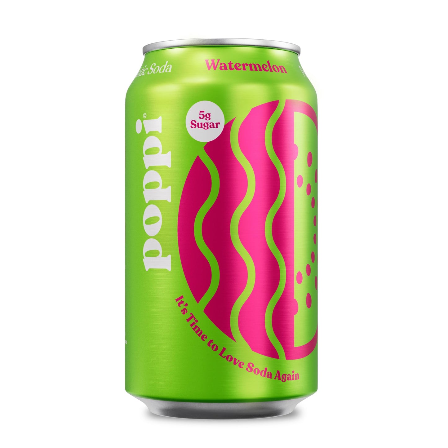 Poppi Sparkling Prebiotic Soda Beverage with Apple Cider Vinegar  Seltzer Water and Fruit Juice  Watermelon Flavor  12 Fl Oz  1 Count  Packaging May Vary