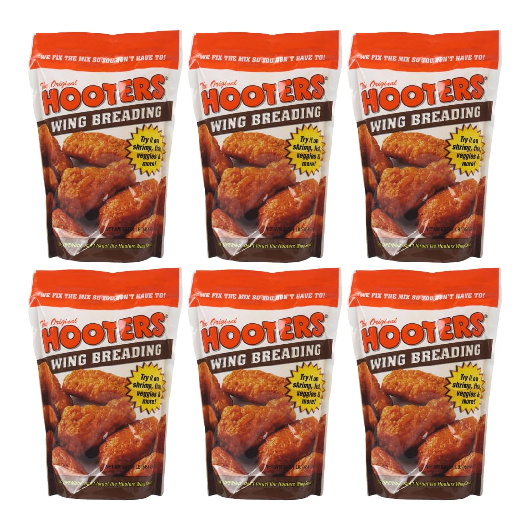 The Original Hooters Wing Breading - Crispy & Crunchy Coating - Ideal For Chicken, Fish, & Vegetables (6 Pack)