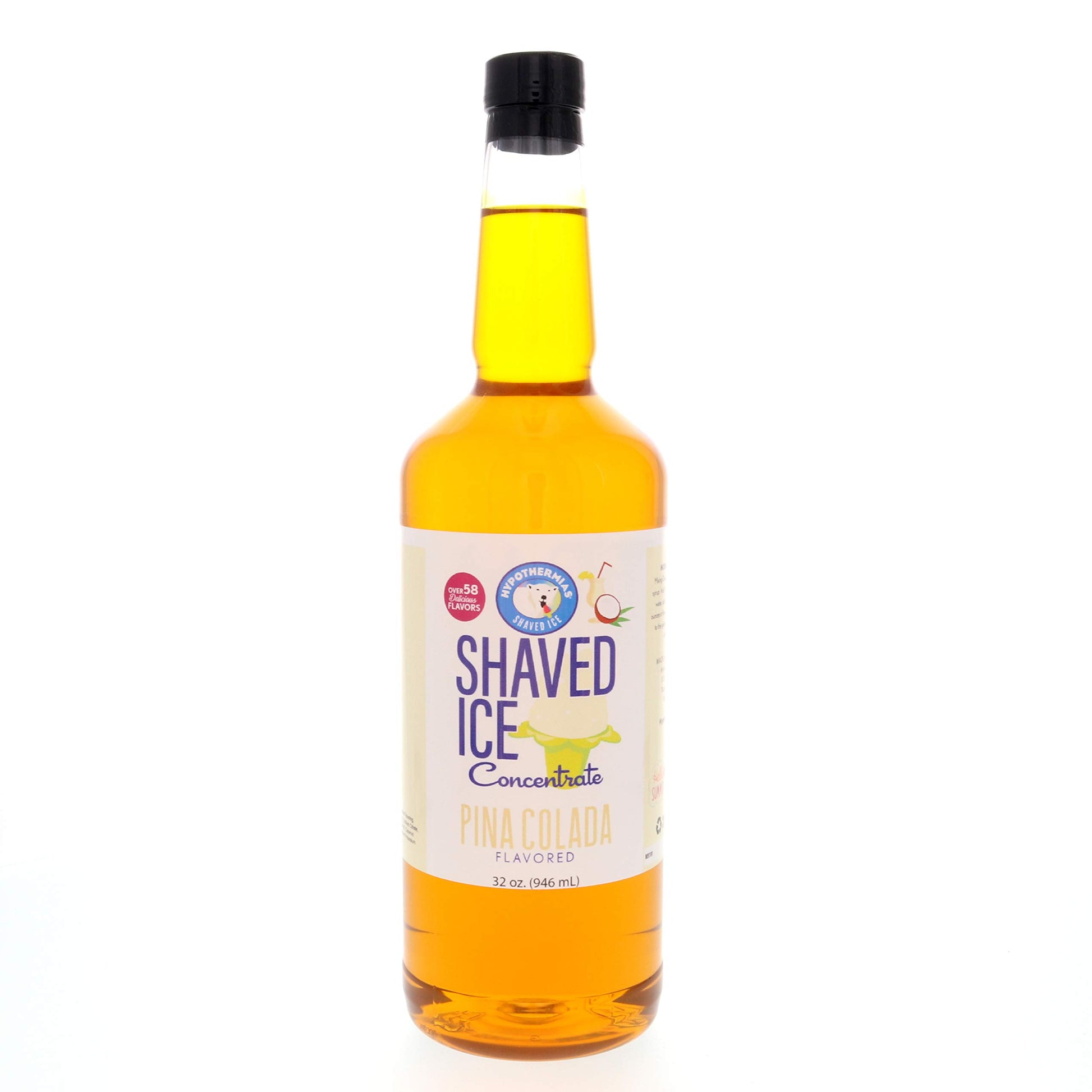Hypothermias Shaved Ice Syrup Concentrate, Piña Colada Flavor, 32 Fl Oz, Makes 8 Gallons, Unsweetened, Add Sweetener and Water