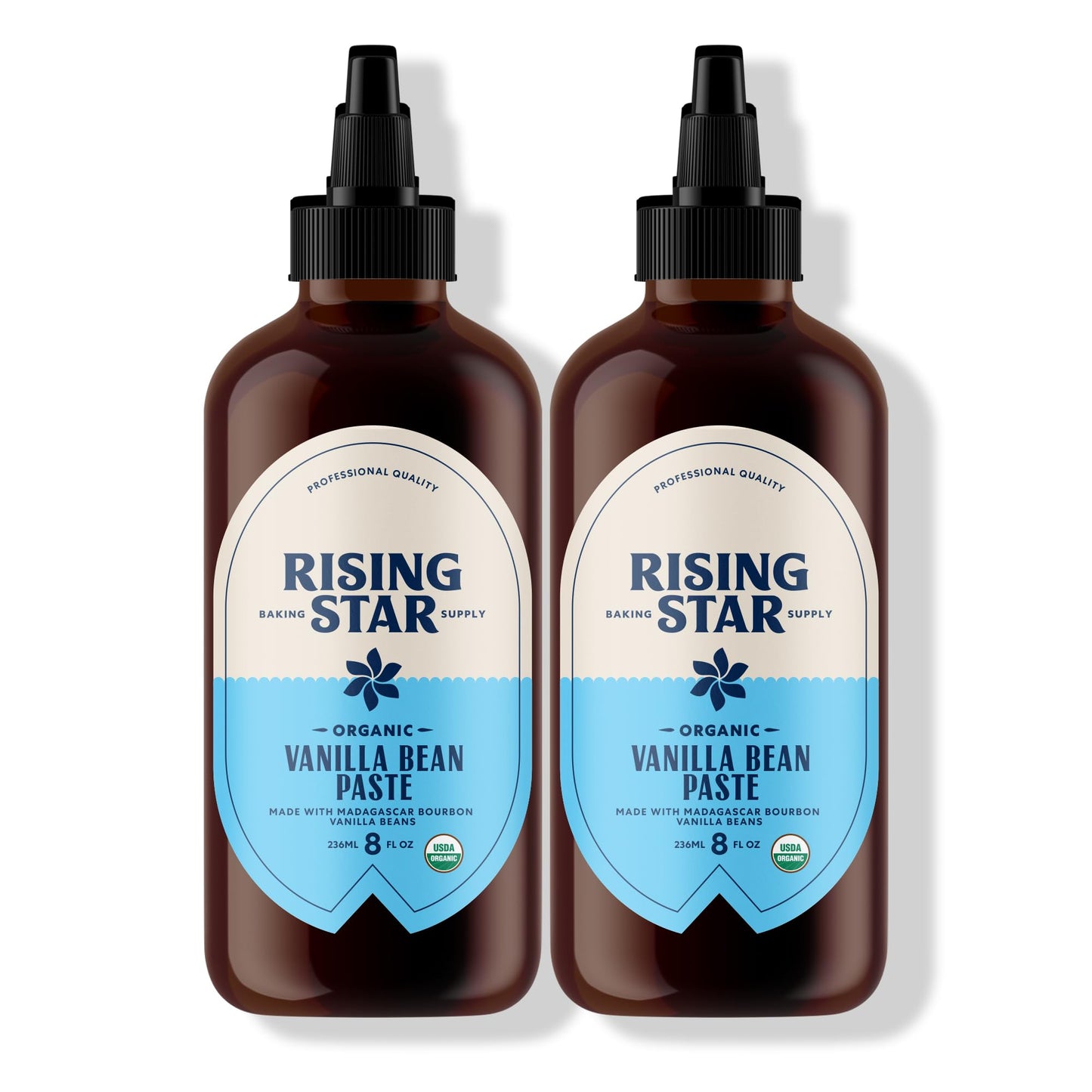 Rising Star Organic Vanilla Bean Paste, Non-GMO, Vegan, Gluten-Free, 8 oz (2 Ct) Squeeze Bottle