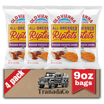 Old Vienna of St. Louis All-Dressed Flavored Riplets Ridged Potato Chips 9oz Bags (4 Pack) by TranadaCo