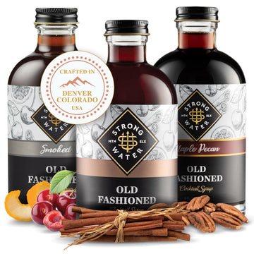 Strongwater Old Fashioned Craft Mixed Flavor Mixer - Makes 96 Mixed Flavors - Handcrafted Old Fashioned Syrup With Maple  Pecans & More - Old Fashioned Gift Set  Just Mix With Flavor Blend Or Flavor Blend