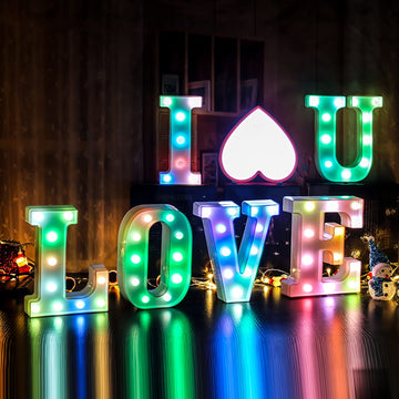 Enshui Light Up Letters Marquee Letters - Colorful Led Letters Lights Alphabet, Battery Powered Color Changing Light Up Letters
