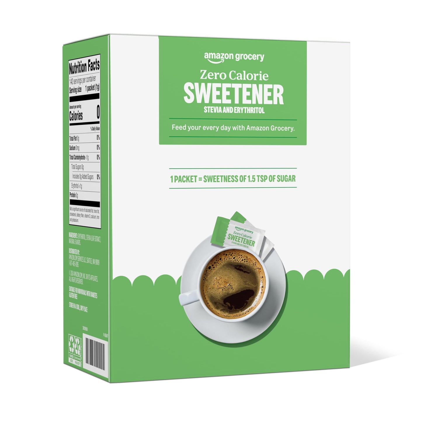 Happy Belly Zero Calorie Stevia Sweetener, 140 Count, Sugar Alternative, Pack of 1