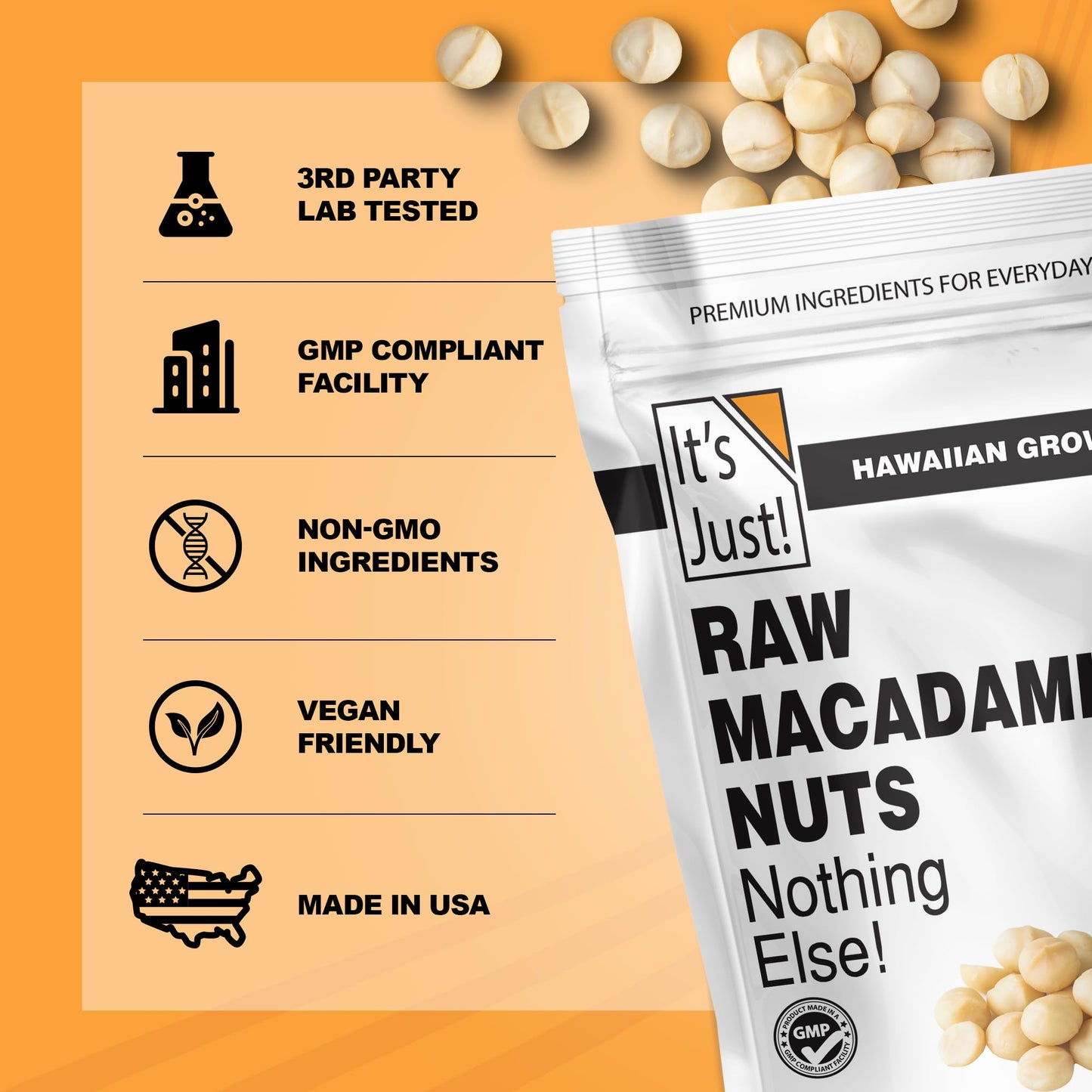 It'S Just - Hawaiian Macadamia Nuts, Raw Unsalted, Perfect For Baking, Grown In Hawaii, Made In Usa, Keto Friendly, Resealable B