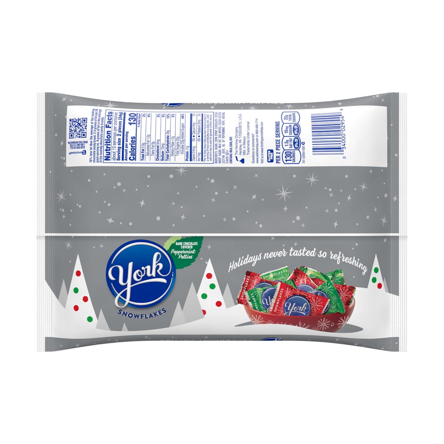 YORK Dark Chocolate Peppermint Patties Snowflakes  Christmas Candy Bag  16 oz