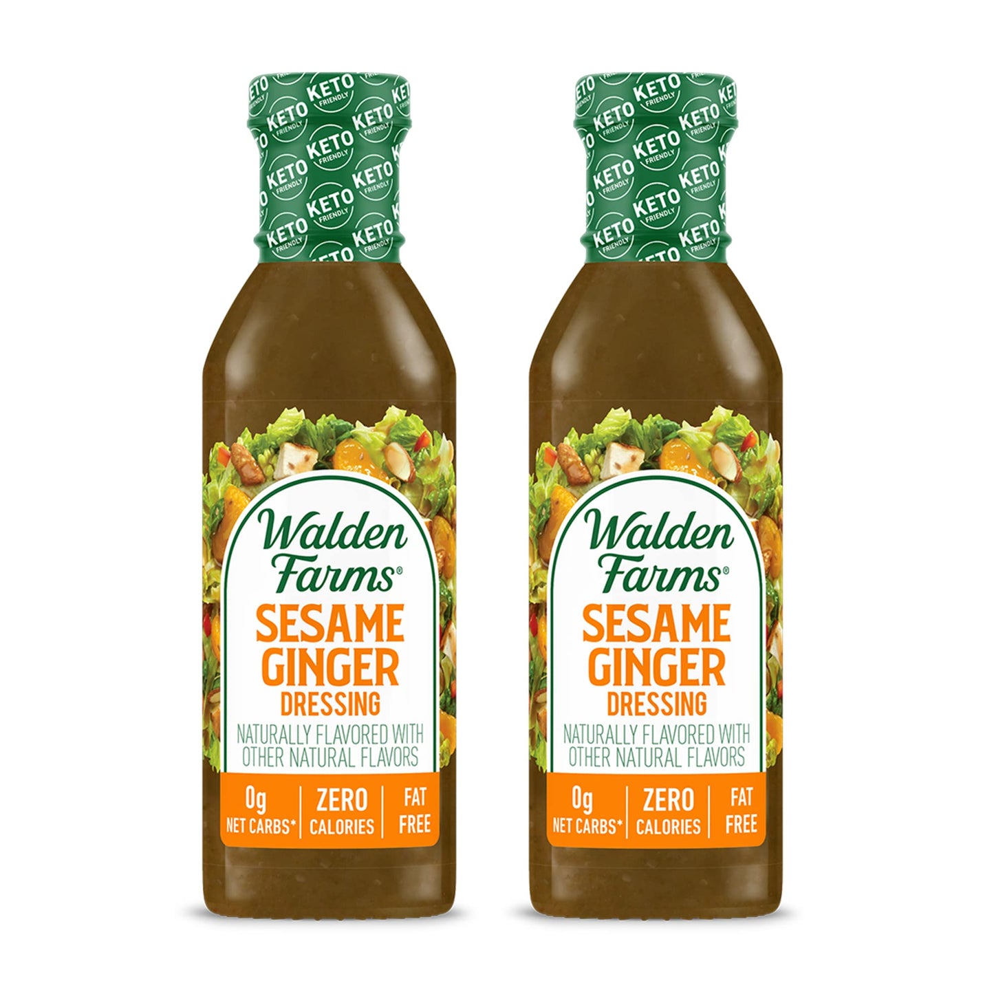 Walden Farms Sesame Ginger Dressing 12.Oz Bottle (2 Pack) - Fresh & Delicious, 0G Net Carbs Condiment, Kosher Certified - Great