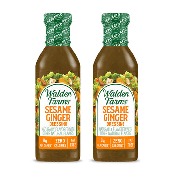 Walden Farms Sesame Ginger Dressing 12.Oz Bottle (2 Pack) - Fresh & Delicious, 0G Net Carbs Condiment, Kosher Certified - Great