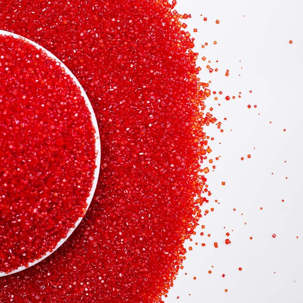Kasvan Red Sanding Sugar Sprinkles - Edible Sugar Crystals, Baking Cake Decorations, Ice Cream Toppings Cupcake Decorating, Wedd