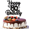 1 Pack Happy 80th Birthday Cake Topper Glitter Heart Star 80 Fabulous Cake Pick Birthday Sign Cake Decorations for 80th Birthday