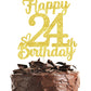 24 Birthday Cake Toppers-Gold Glitter, 24Th Cake Topper For Men,24 Cake Topper For Women, 24Th Birthday Decorations,24Th Birthda