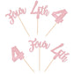 24 Pcs 4Th Birthday Cupcake Toppers Glitter Four Birthday Cupcake Picks Number 4 Cake Toppers For Baby Shower Kids 4Th Birthday