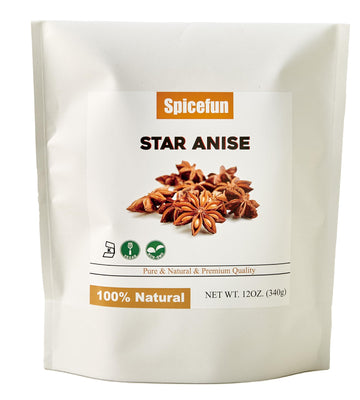Spicefun Star Anise 12oz(340g), Chinese Star Anise Whole, Fresh, Pure and Dried Anise Pods, Great for Cooking, Baking and Tea