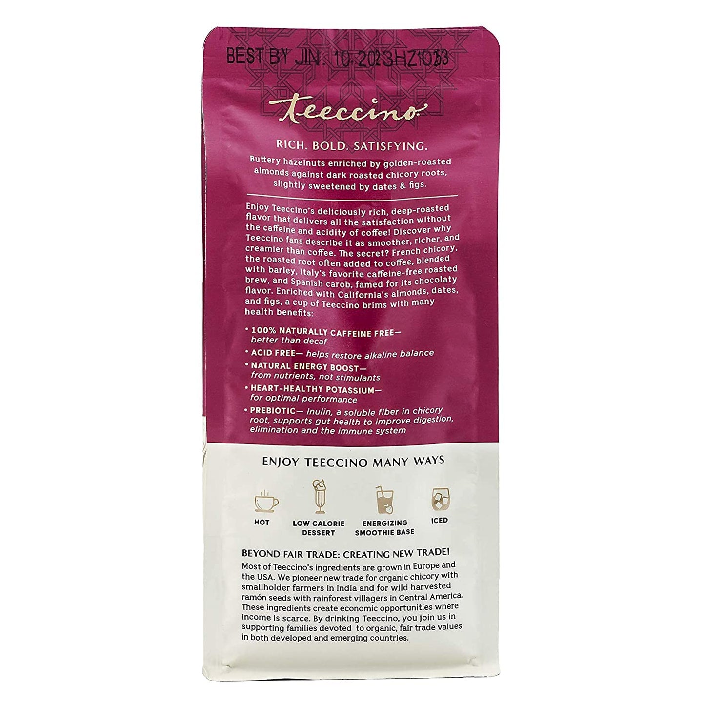 Teeccino Hazelnut Herbal Coffee Alternative,75% Organic Caffeine Free, Non Acidic,11 Oz
