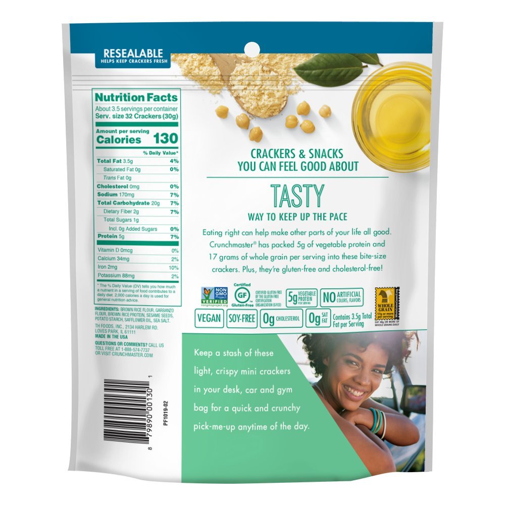 Crunchmaster Sea Salt Protein Snack Cracker, 3.54 Ounce -- 12 Per Case.