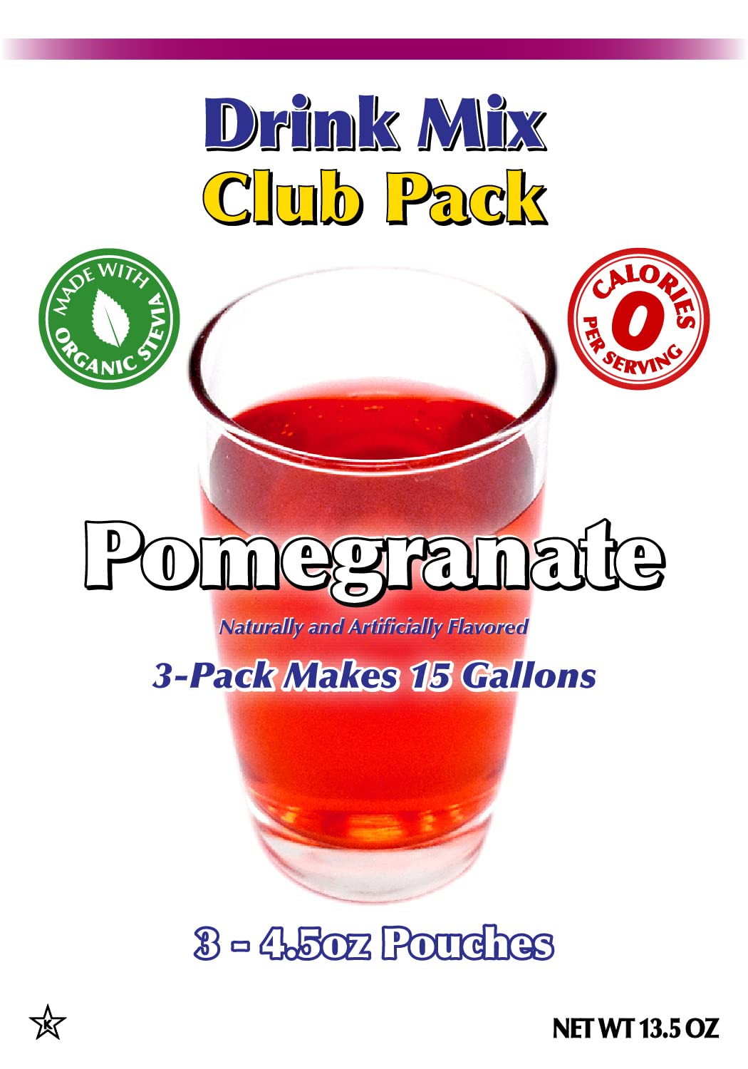 Gramzero Pomegranate Zero Calorie Sugar Free Drink Mix, Great For Nutrition Club Loaded Teas, Stevia Sweetened