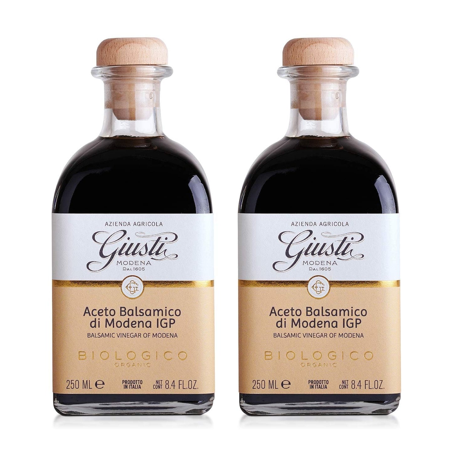 Giusti Organic Balsamic Vinegar of Modena - Pack of 2 x 250ml - Black