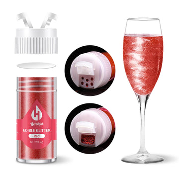 Red Edible Glitter for Cocktails - 6g Red Luster Dust Edible Drink Glitter Food Grade Metallic Shimmer Powder Sprinkles for Beve