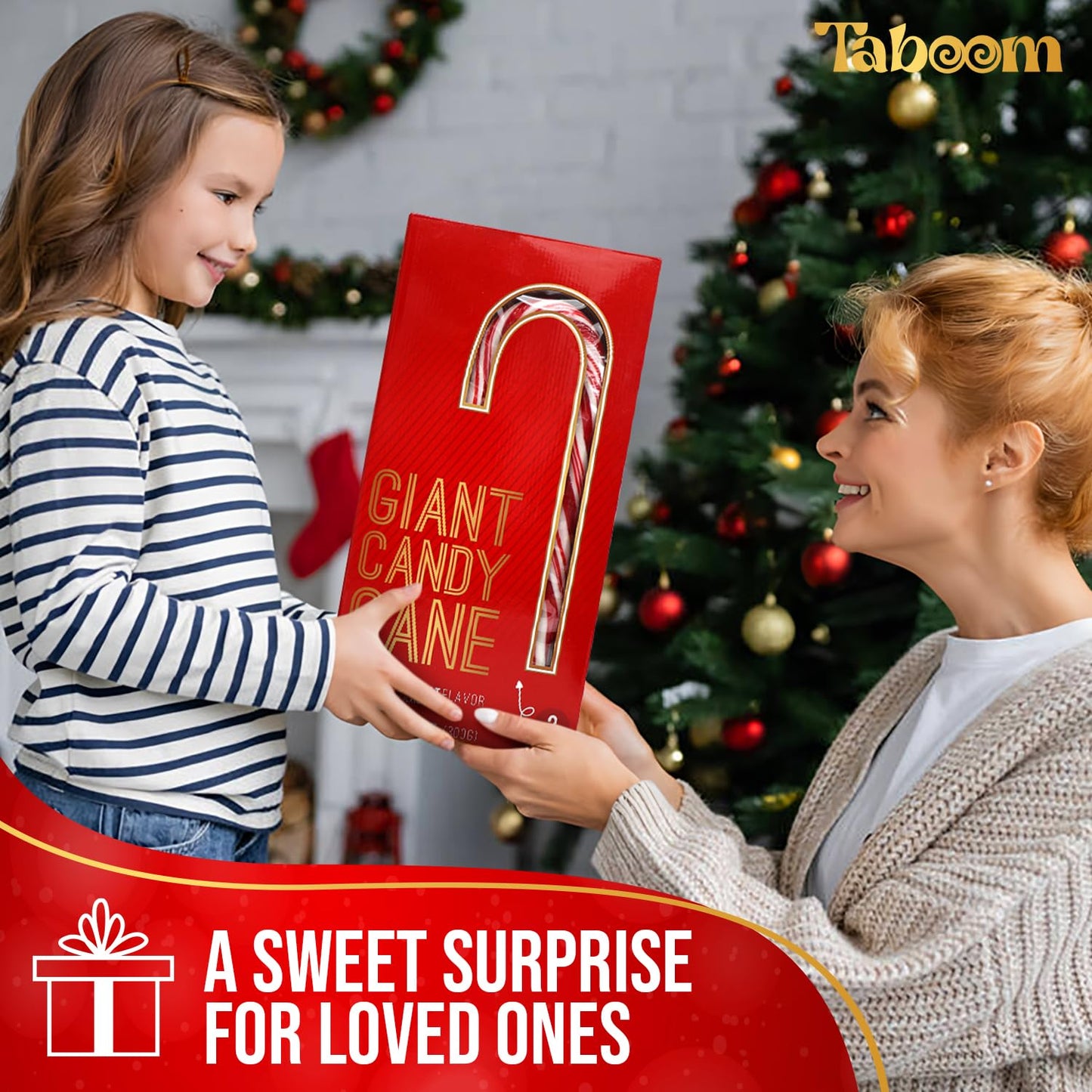 Giant Candy Cane Sticks 2 Pack Gift box - 10 Inch Individually Wrapped Christmas Candy Peppermint Flavor For Stocking Fillers, H