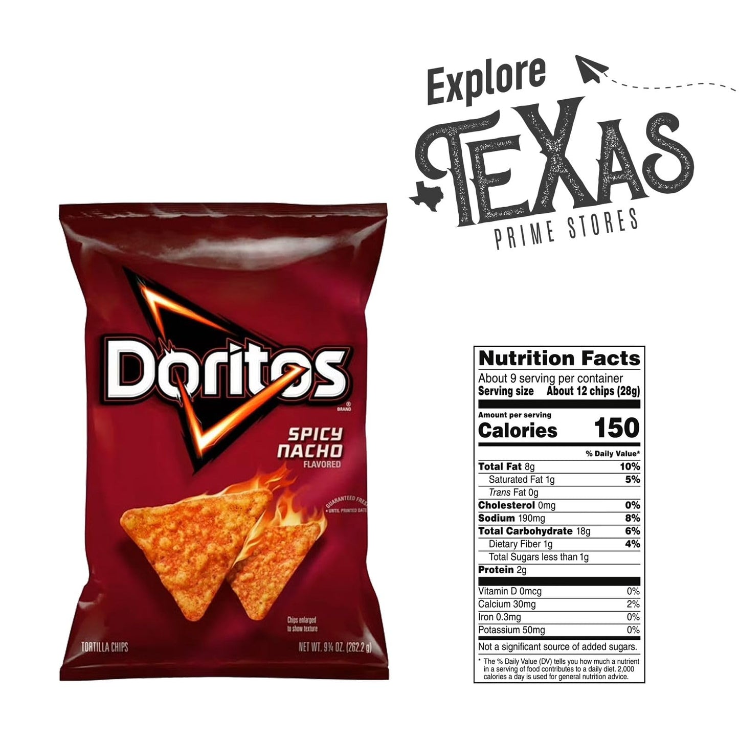 Doritos 6-Pack Of Spicy Nacho Flavored Tortilla Snack Chips 9.25 Oz Bag + 1 Freebie By Lavinia Essentials Brand