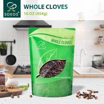 Soeos Whole Cloves 16 Ounce Bulk, Premium Quality Fresh Hand Picked Cloves Whole, Great For Foods And Tea, Clove Pomander Balls