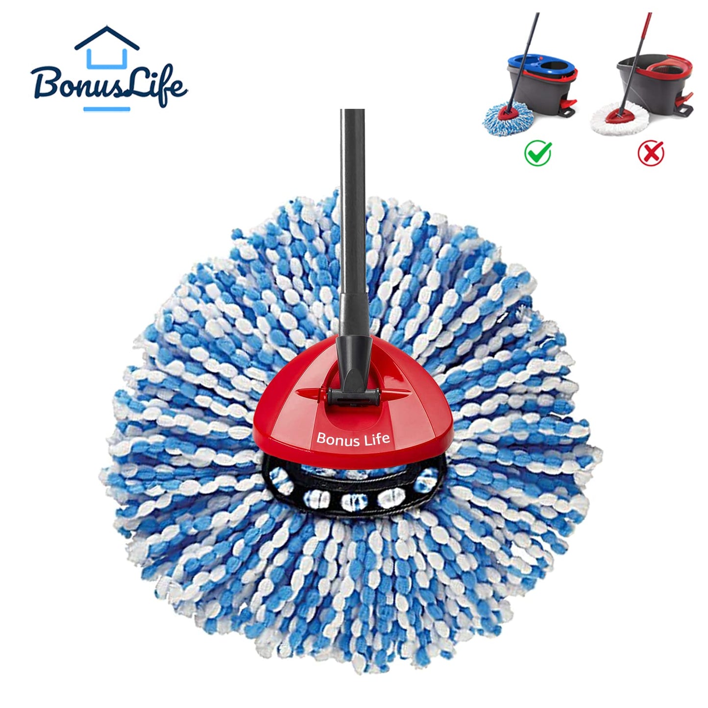 Bonuslife 8-Pack Mop Head For O-Ceda Rinseclean Spin Mop Refill 2-Tank System Only Easy Cleaning Microfiber Replacement