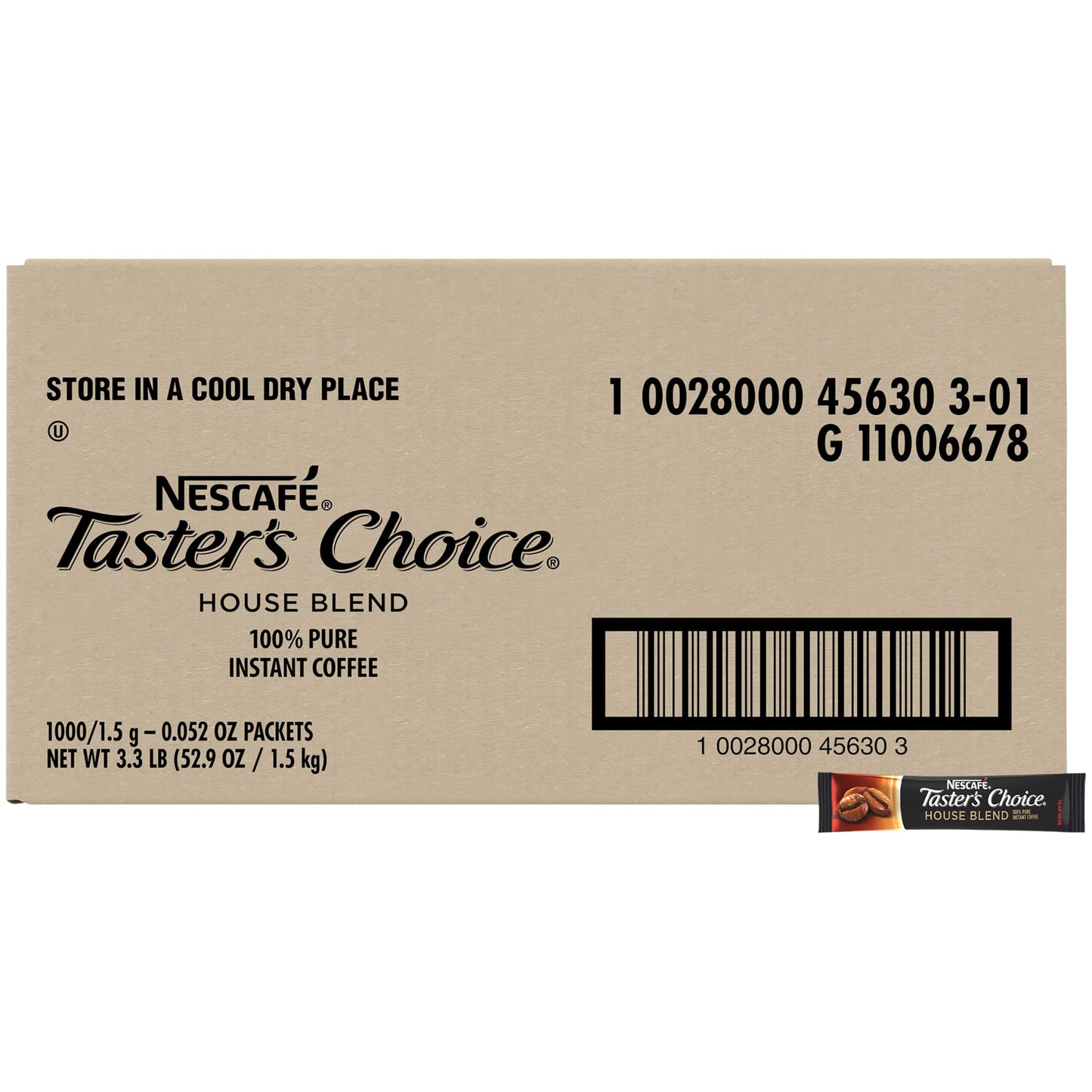 Nescafe Instant Coffee Packets, Tasters Choice Light Roast, 1.5 g (Pack of 1000), Model 10028000456303