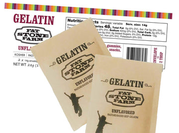 Fat Stone Farm Kosher Beef Gelatin Powder (Unflavored) - - 2 X Single Serving  Oz Paper Packets (New)
