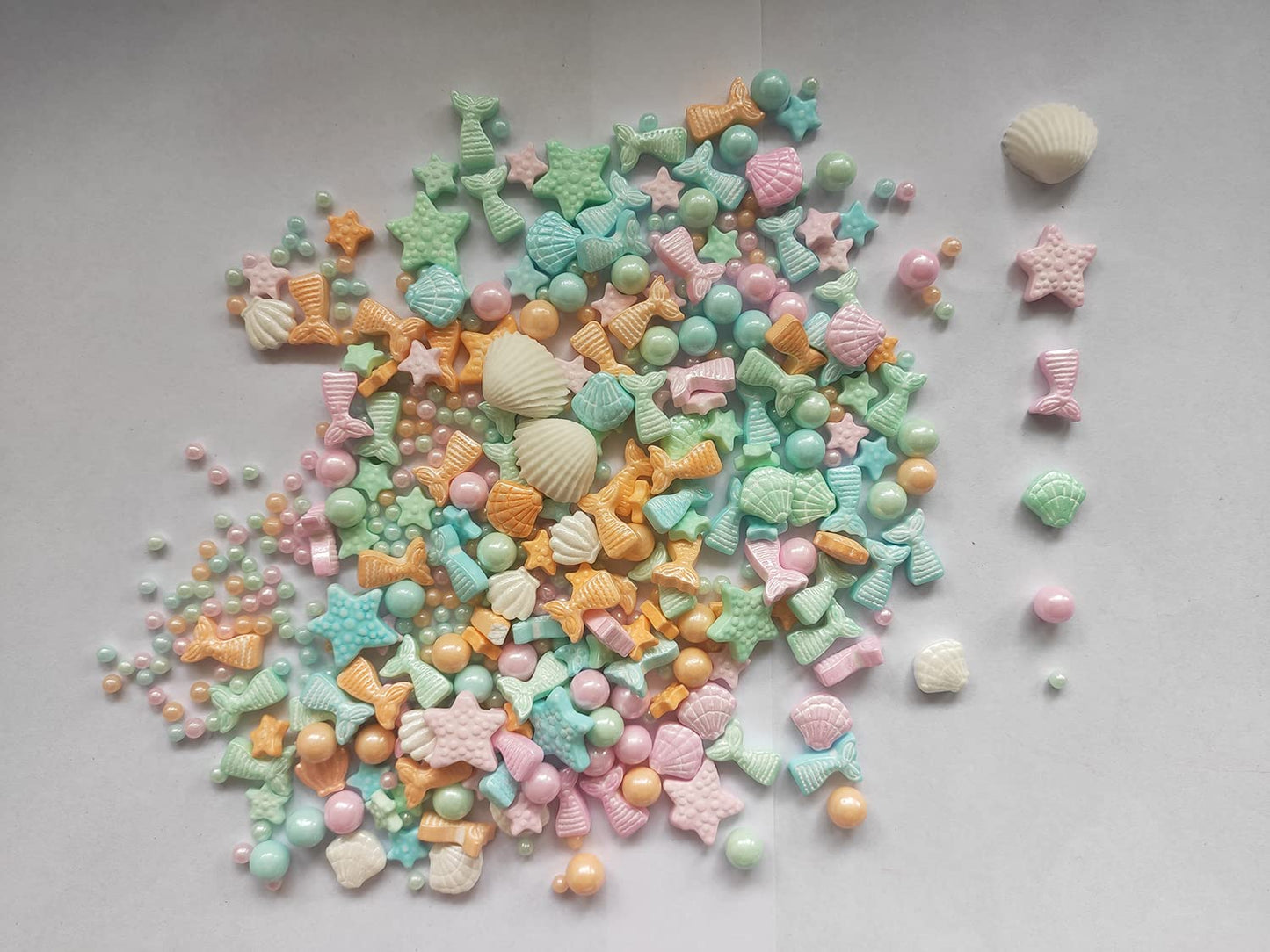 Clonynix Edible Colorful Ocean Mermaid Candy Sprinkles, 3.5 oz, Starfish Shell Cake Cupcake Toppers, Sweet Decorations