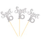 Ercadio Silver Sweet 16 Cupcake Toppers Glitter Age Sixteen Cupcake Picks 16Th Birthday Party Cake Decorations Supplies 24 Pcs